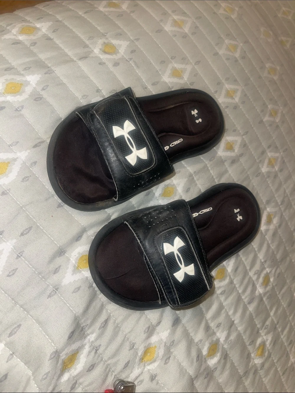 Under Armour Kids Black Slide Sandals with White Logo